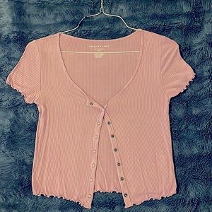 AE Soft & Sexy Lilac Button-Up Tee 🟣 (S)